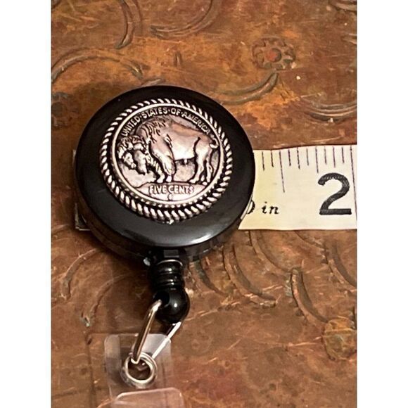 WESTERN Nickel BUFFALO SOUTHWEST BADGE HOLDER NURSE TEACHER KEY CARD ID Men Wome - Picture 4 of 5